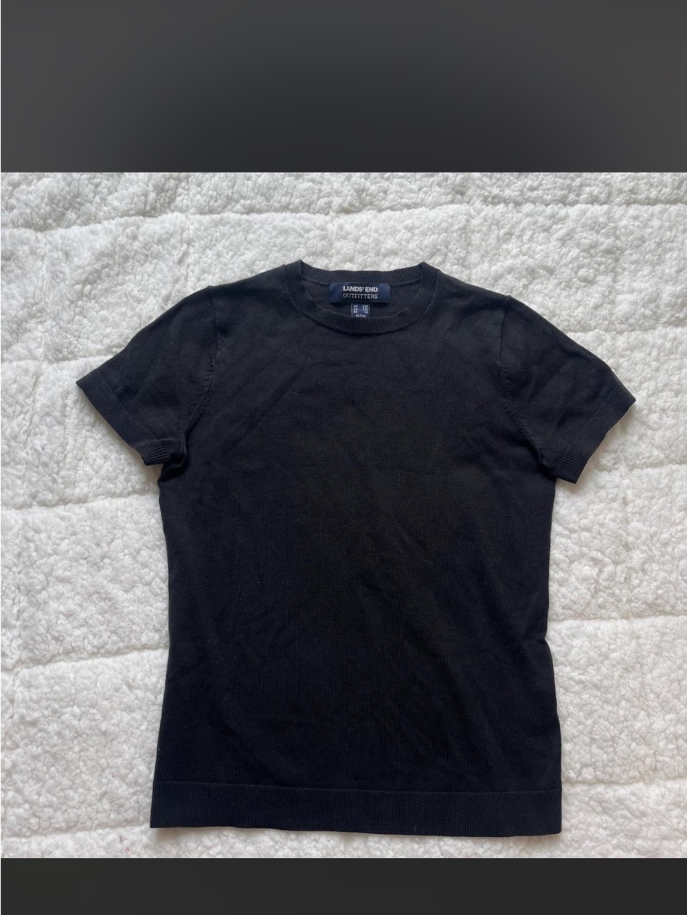 Lands' End Black Short-Sleeve Crewneck Tee